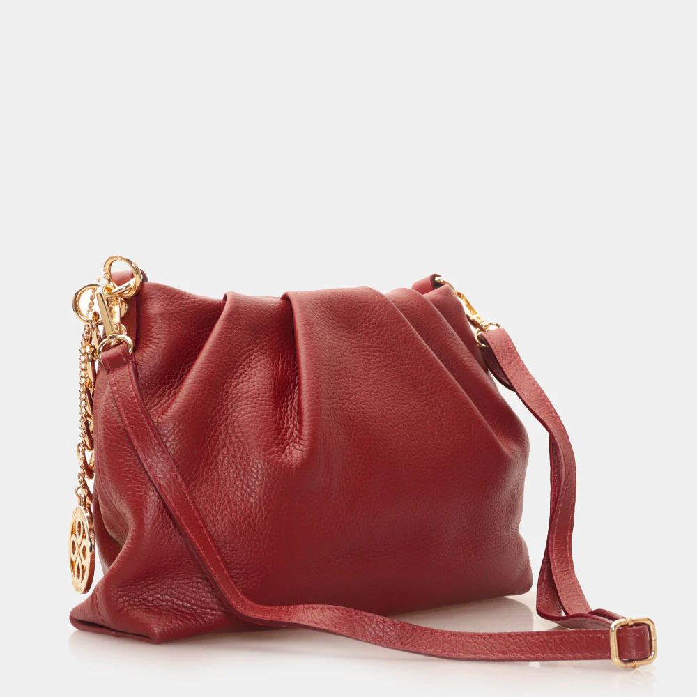 Borsa Hobo a Spalla con Catena VIAVERDI in Pelle Bordeaux Made in Italy linea Monteriggioni - Image 5