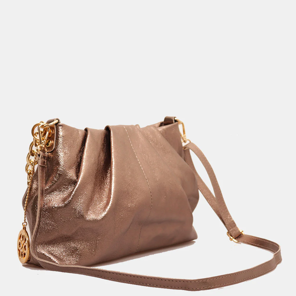 Borsa Hobo a Spalla con Catena VIAVERDI in Pelle Bronzo Made in Italy linea Monteriggioni - Image 3