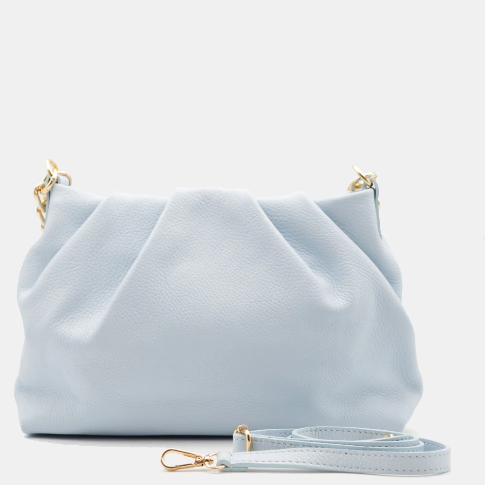 Borsa Hobo a Spalla con Catena VIAVERDI in Pelle Celeste Made in Italy linea Monteriggioni - Image 5