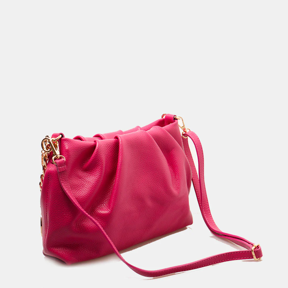 Borsa Hobo a Spalla con Catena VIAVERDI in Pelle Fucsia Made in Italy linea Monteriggioni - Image 6