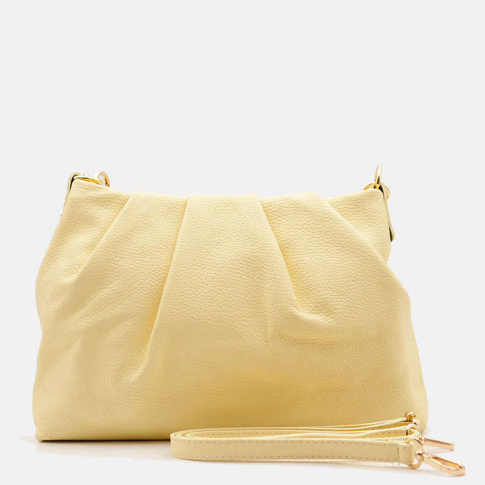 Borsa Hobo a Spalla con Catena VIAVERDI in Pelle Gialla Made in Italy linea Monteriggioni - Image 5