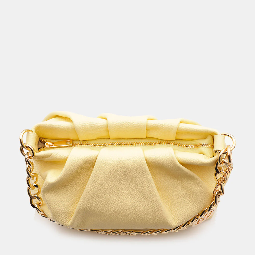 Borsa Hobo a Spalla con Catena VIAVERDI in Pelle Gialla Made in Italy linea Monteriggioni - Image 7