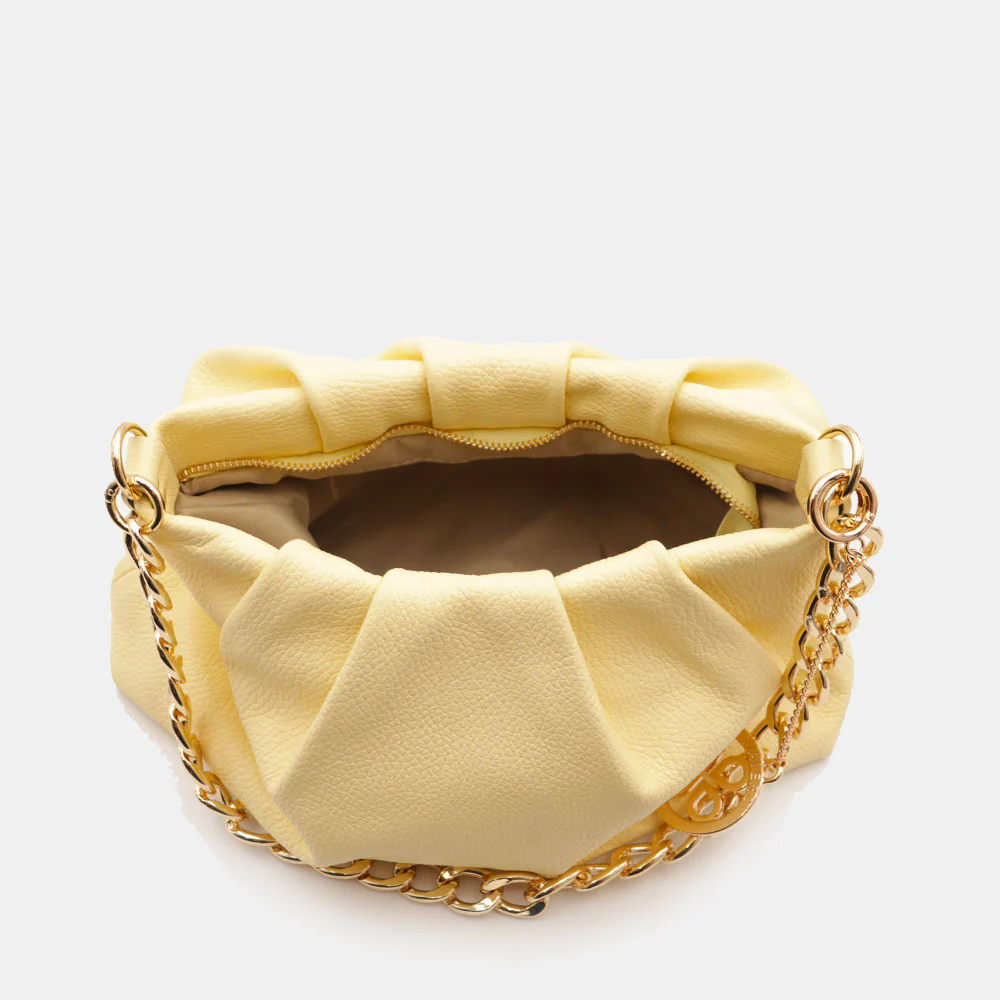 Borsa Hobo a Spalla con Catena VIAVERDI in Pelle Gialla Made in Italy linea Monteriggioni - Image 8