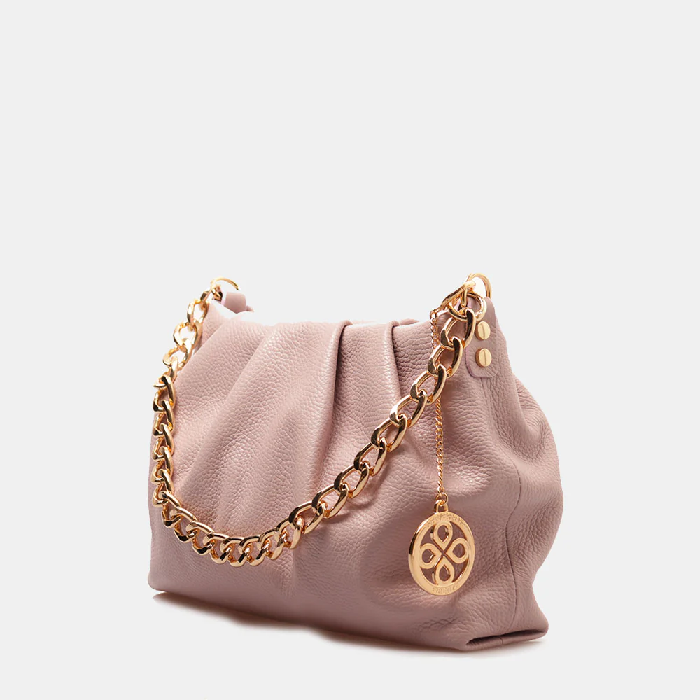 Borsa Hobo a Spalla con Catena VIAVERDI in Pelle Lilla Made in Italy linea Monteriggioni - Image 3