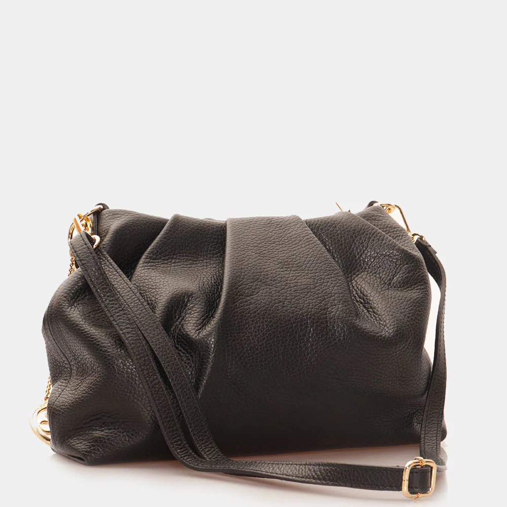 Borsa Hobo a Spalla con Catena VIAVERDI in Pelle Nera Made in Italy linea Monteriggioni - Image 6