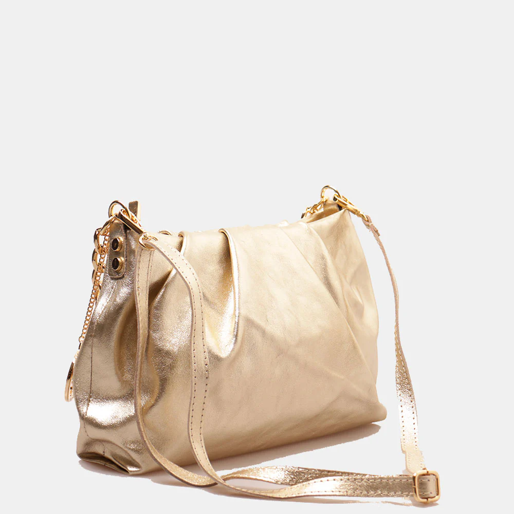Borsa Hobo a Spalla con Catena VIAVERDI in Pelle Oro Made in Italy linea Monteriggioni - Image 5