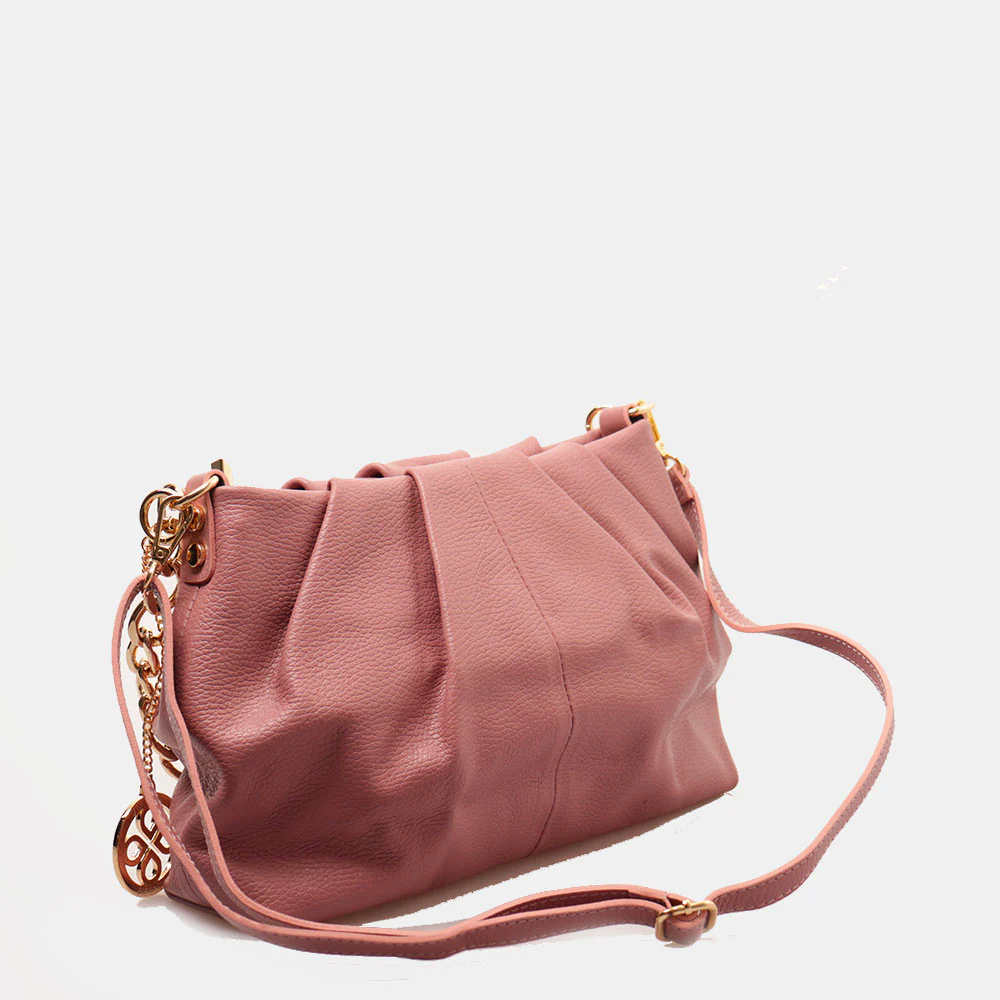 Borsa Hobo a Spalla con Catena VIAVERDI in Pelle Rosa Antico Made in Italy linea Monteriggioni - Image 7