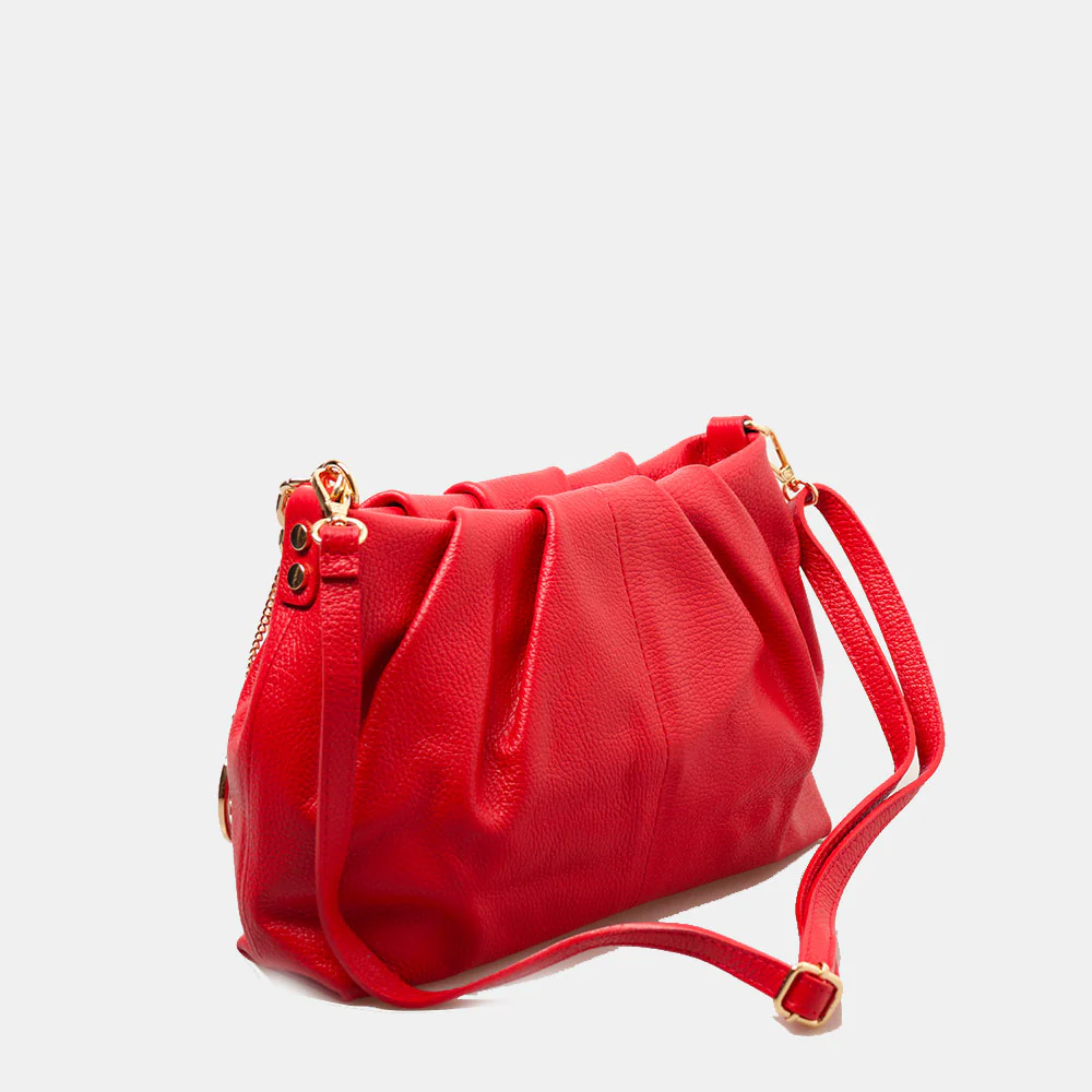 Borsa Hobo a Spalla con Catena VIAVERDI in Pelle Rossa Made in Italy linea Monteriggioni - Image 5