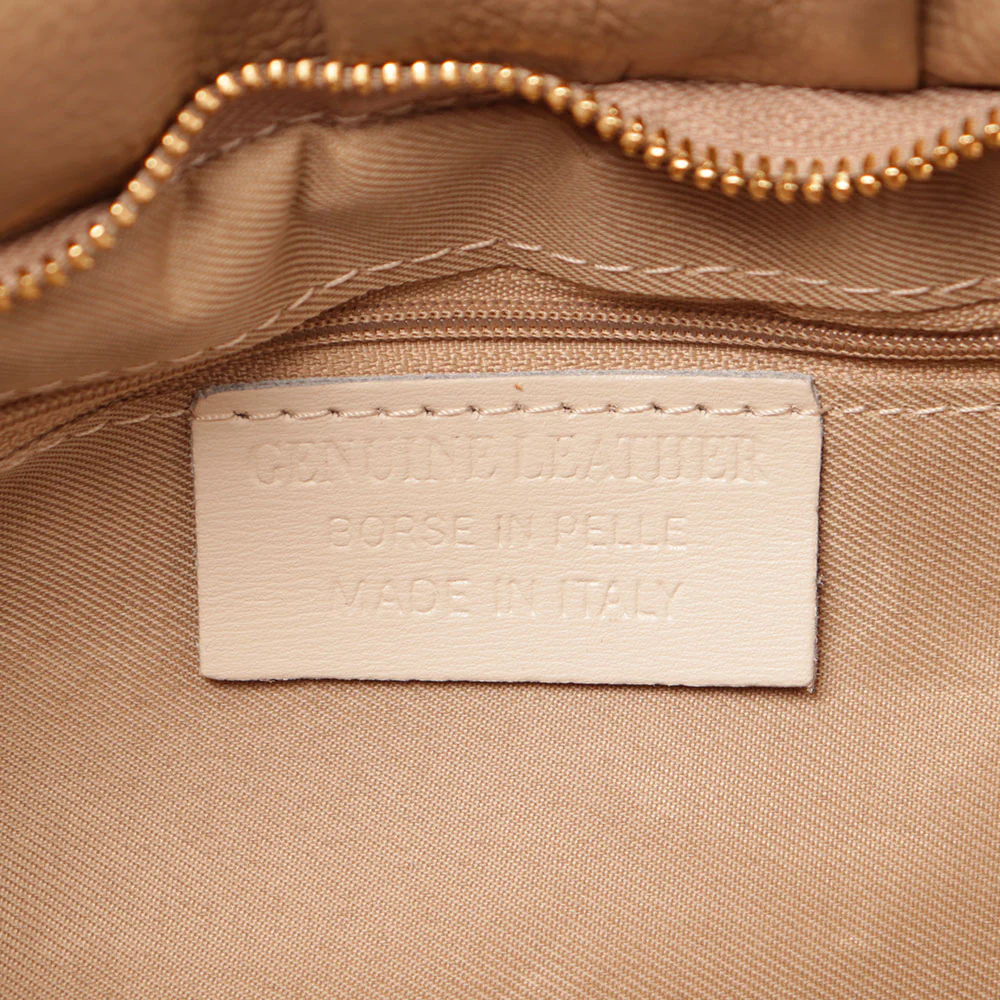 Borsa Hobo a Spalla con Catena VIAVERDI in Pelle Taupe Made in Italy linea Monteriggioni - Image 8