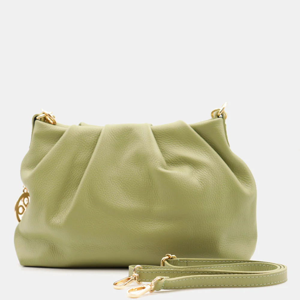 Borsa Hobo a Spalla con Catena VIAVERDI in Pelle Verde Made in Italy linea Monteriggioni - Image 4