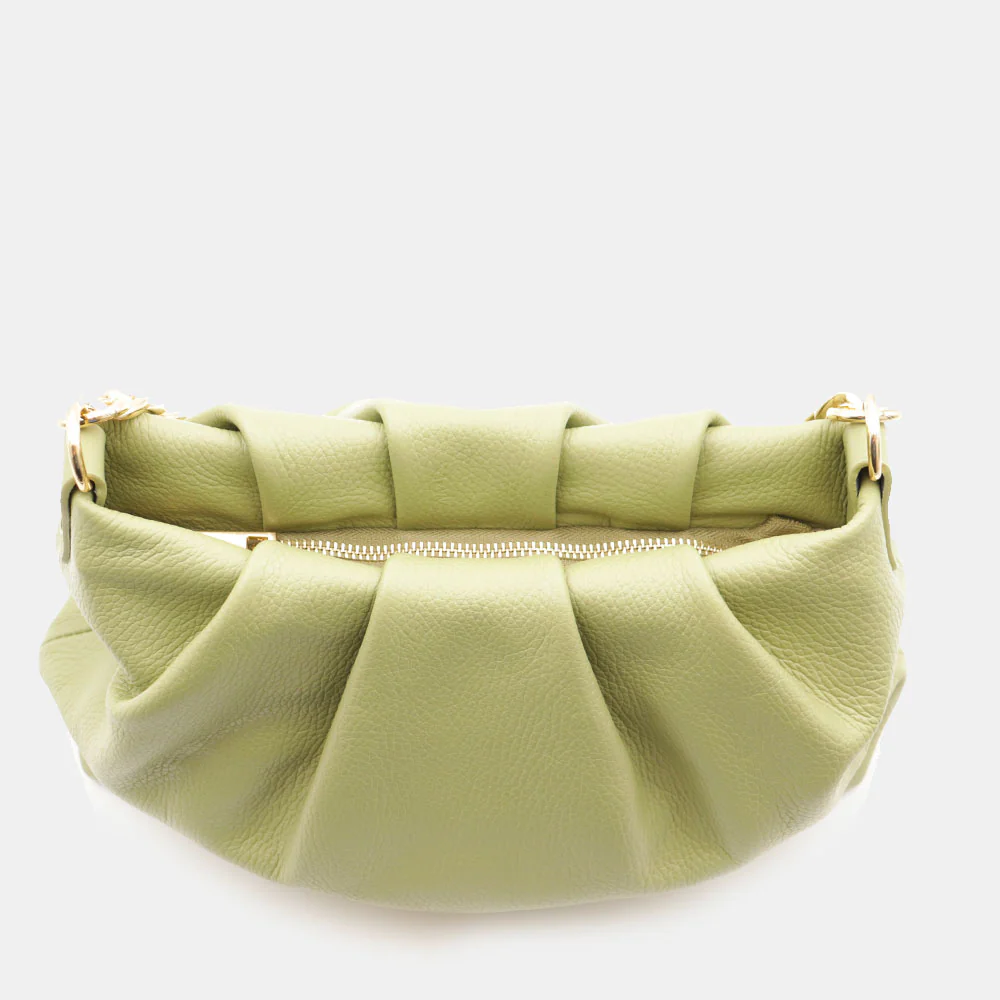 Borsa Hobo a Spalla con Catena VIAVERDI in Pelle Verde Made in Italy linea Monteriggioni - Image 6