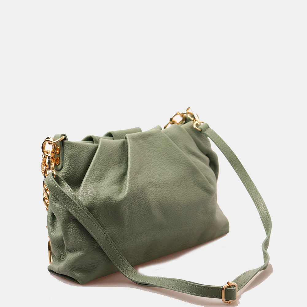 Borsa Hobo a Spalla con Catena VIAVERDI in Pelle Verde Menta Made in Italy linea Monteriggioni - Image 9