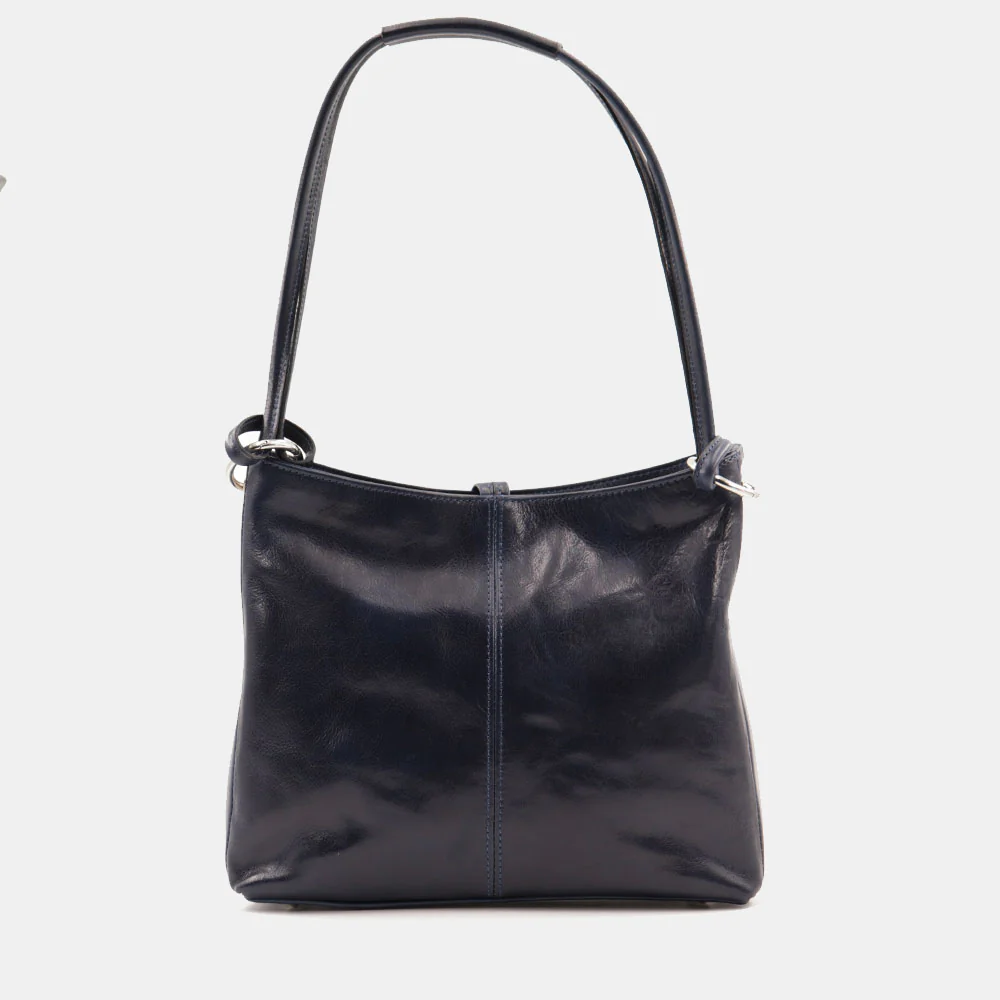 Borsa Hobo a Spalla VIAVERDI in Pelle Blu Made in Italy linea Firenze - Image 4