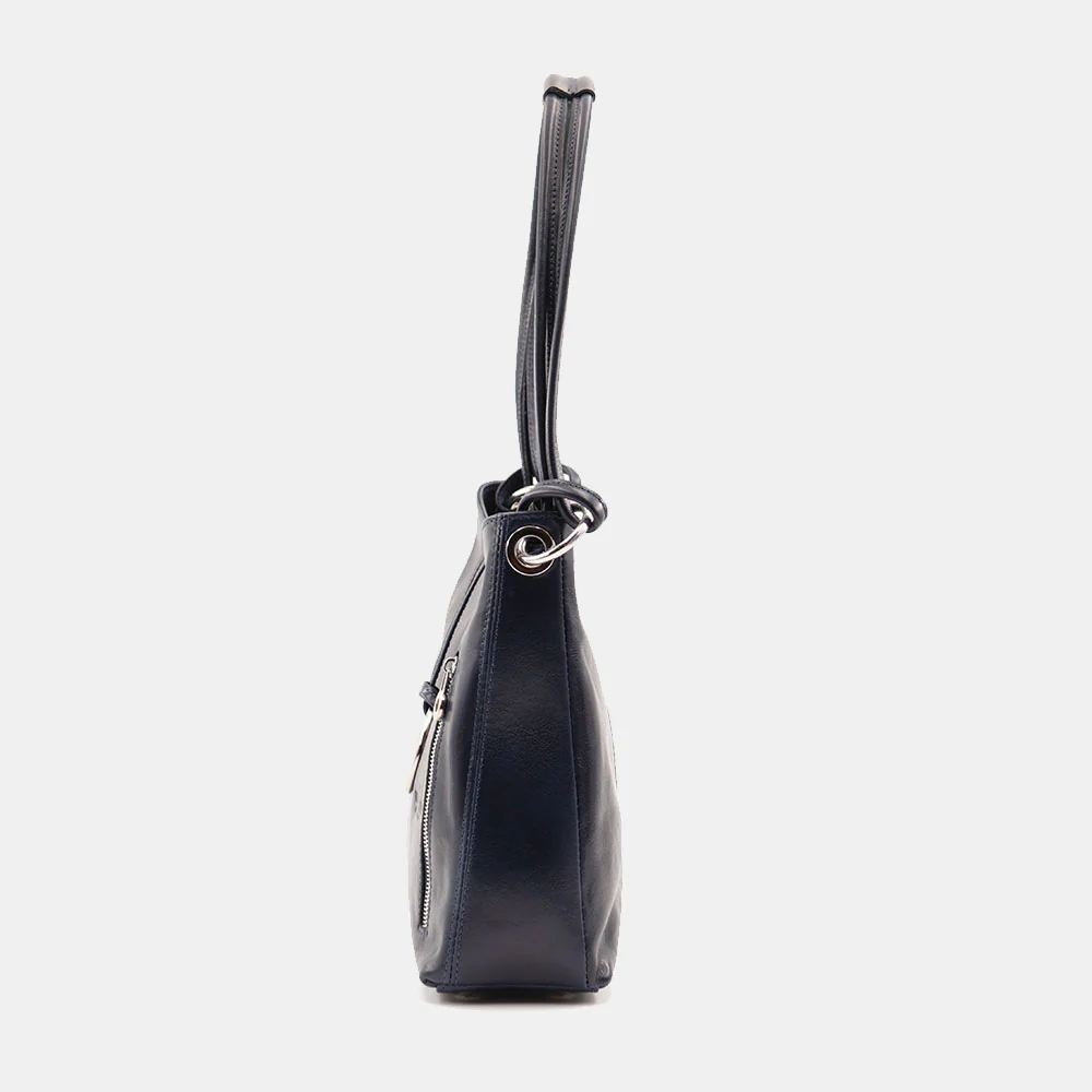 Borsa Hobo a Spalla VIAVERDI in Pelle Blu Made in Italy linea Firenze - Image 5