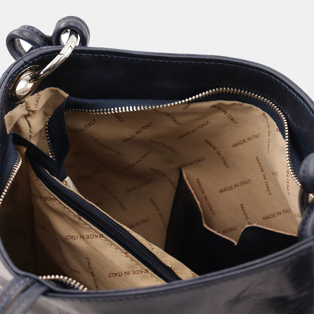 Borsa Hobo a Spalla VIAVERDI in Pelle Blu Made in Italy linea Firenze - Image 9