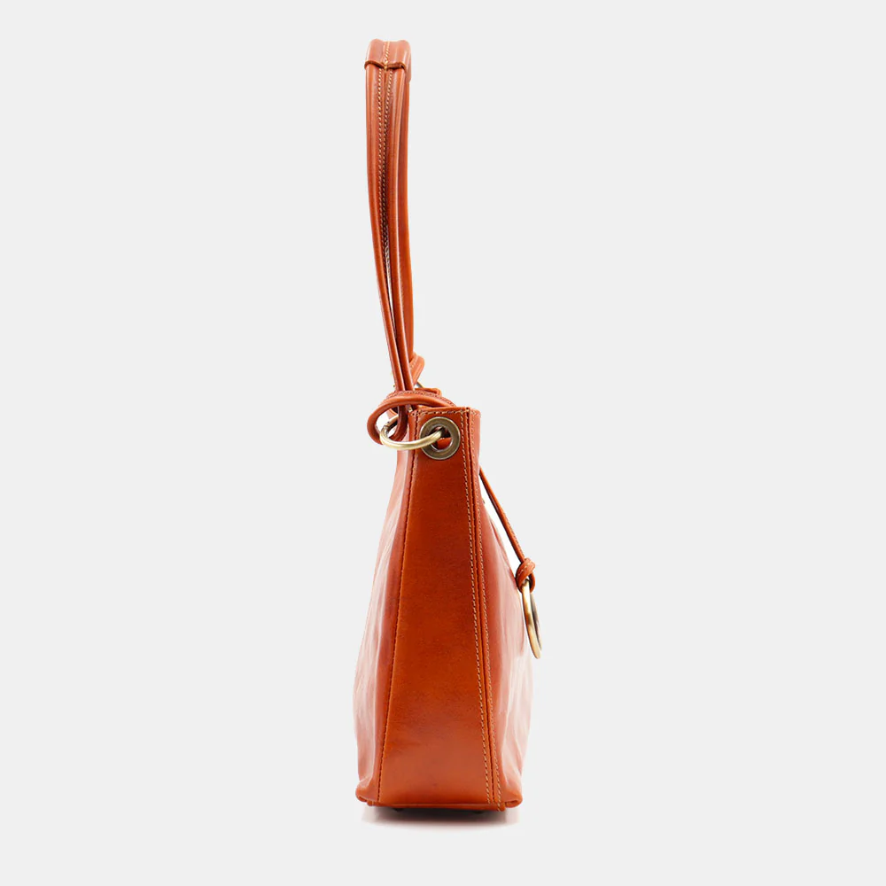 Borsa Hobo a Spalla VIAVERDI in Pelle Color Cuoio Made in Italy linea Firenze - Image 5