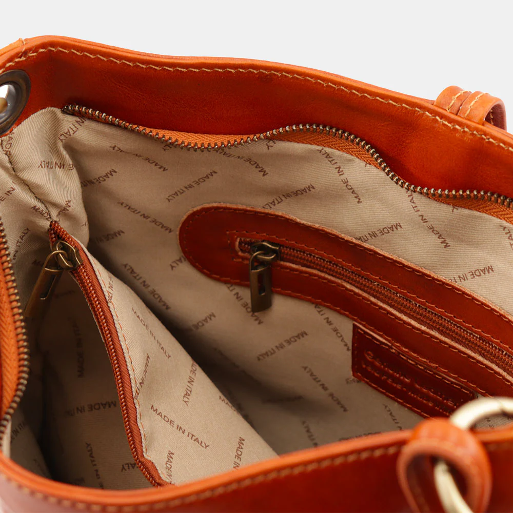 Borsa Hobo a Spalla VIAVERDI in Pelle Color Cuoio Made in Italy linea Firenze - Image 8