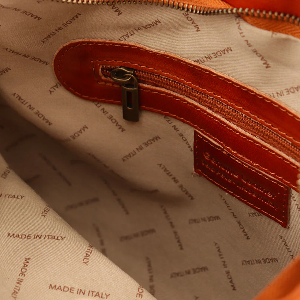 Borsa Hobo a Spalla VIAVERDI in Pelle Color Cuoio Made in Italy linea Firenze - Image 9