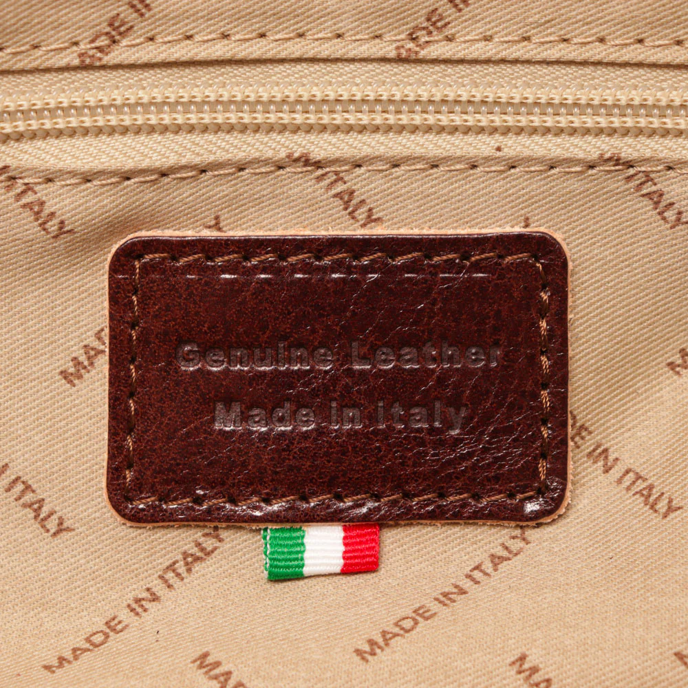 Borsa a Spalla VIAVERDI in Pelle Marrone Testa di Moro Made in Italy linea Firenze - Image 12