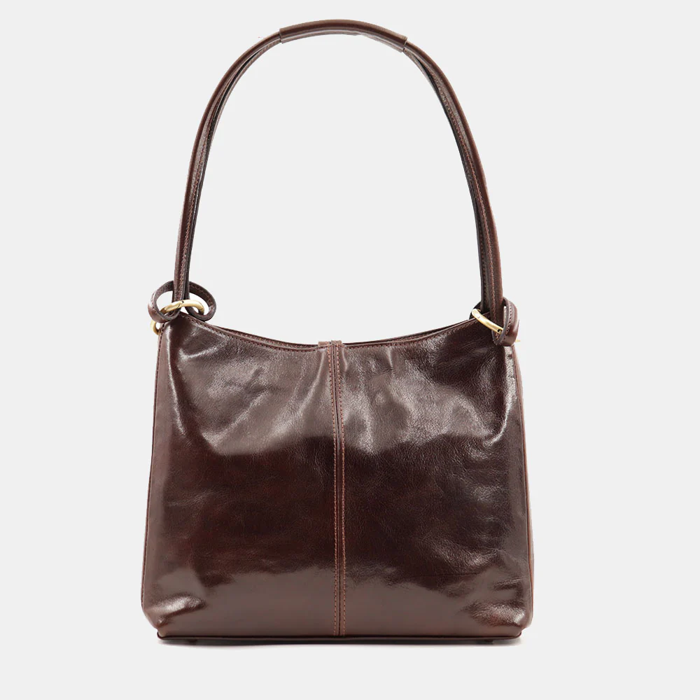 Borsa Hobo a Spalla VIAVERDI in Pelle Marrone Testa Moro Made in Italy linea Firenze - Image 4