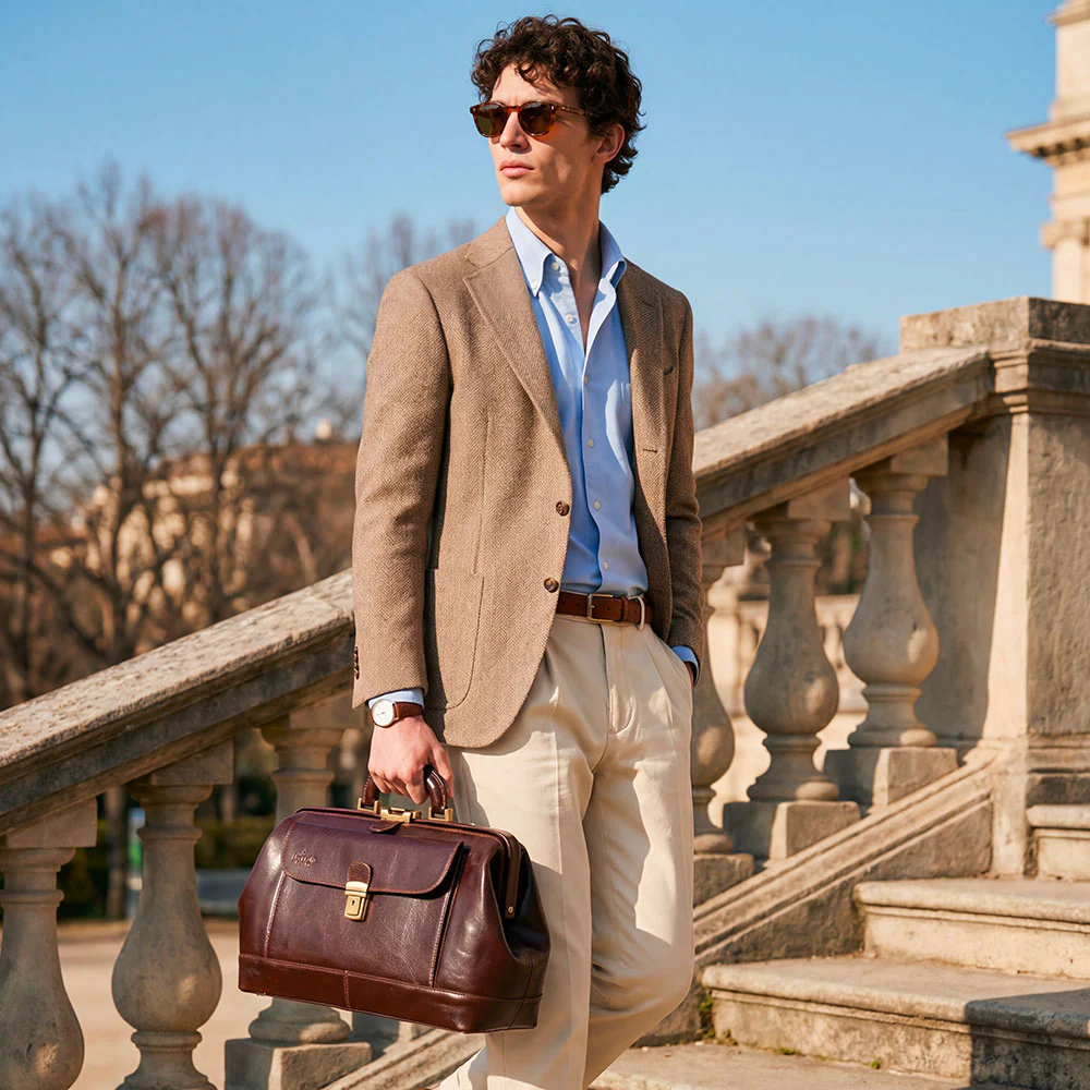 Borsa Medico Classica in Pelle Testa di Moro VIAVERDI Made in Italy linea Firenze - Image 7