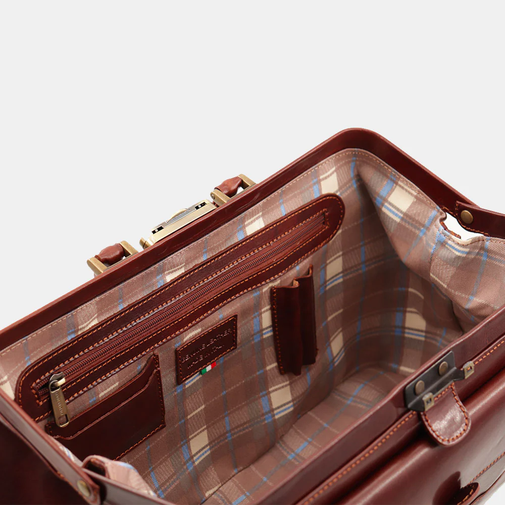 Borsa Medico Classica in Pelle Marrone VIAVERDI Made in Italy linea Firenze - Image 9