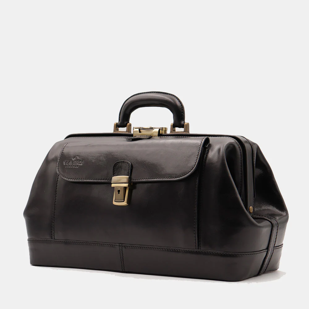 Borsa Medico Classica in Pelle Nera VIAVERDI Made in Italy linea Firenze - Image 3