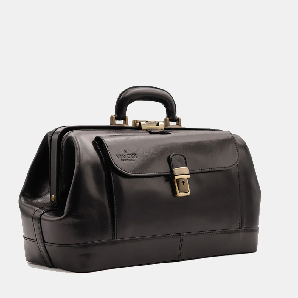 Borsa Medico Classica in Pelle Nera VIAVERDI Made in Italy linea Firenze - Image 4