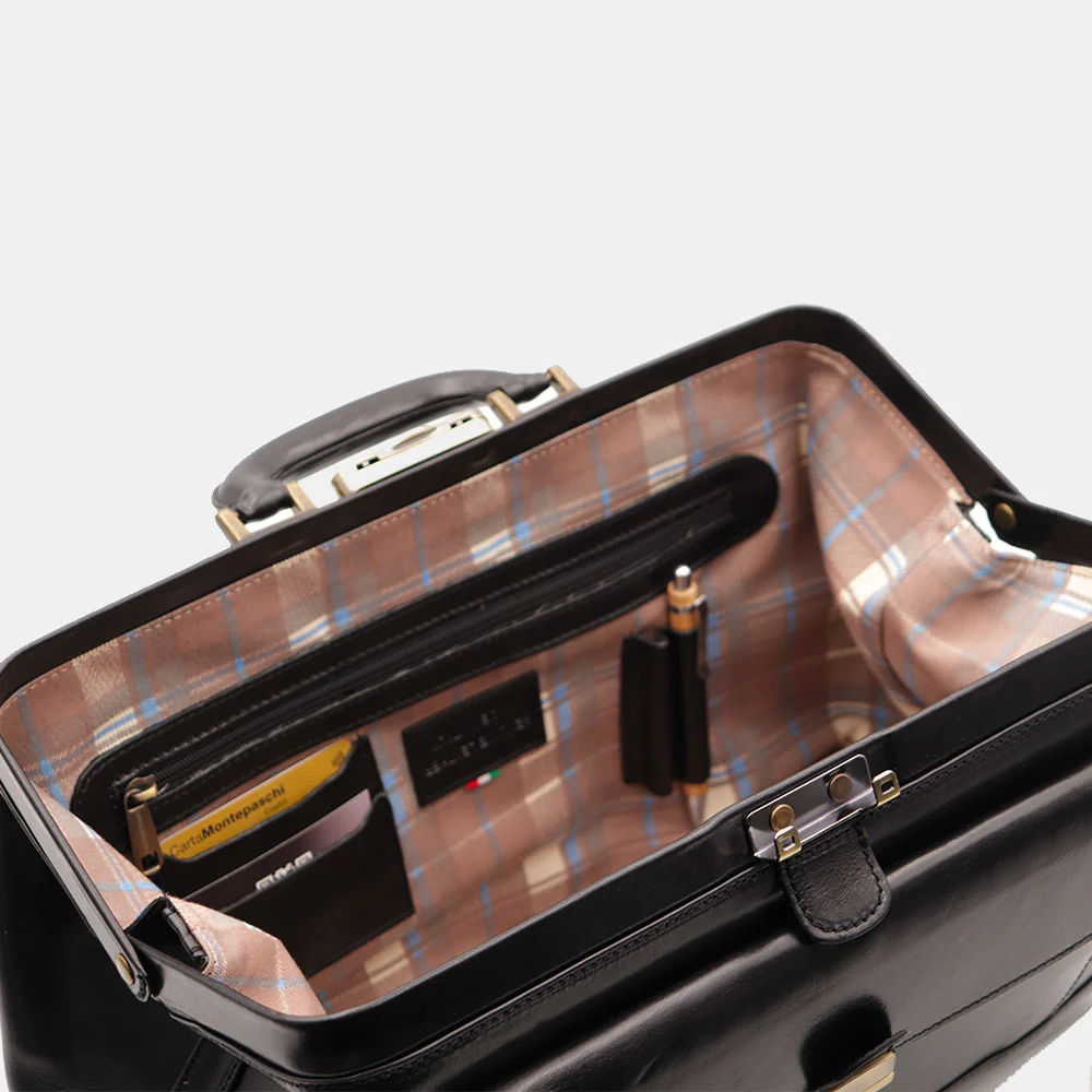 Borsa Medico Classica in Pelle Nera VIAVERDI Made in Italy linea Firenze - Image 8