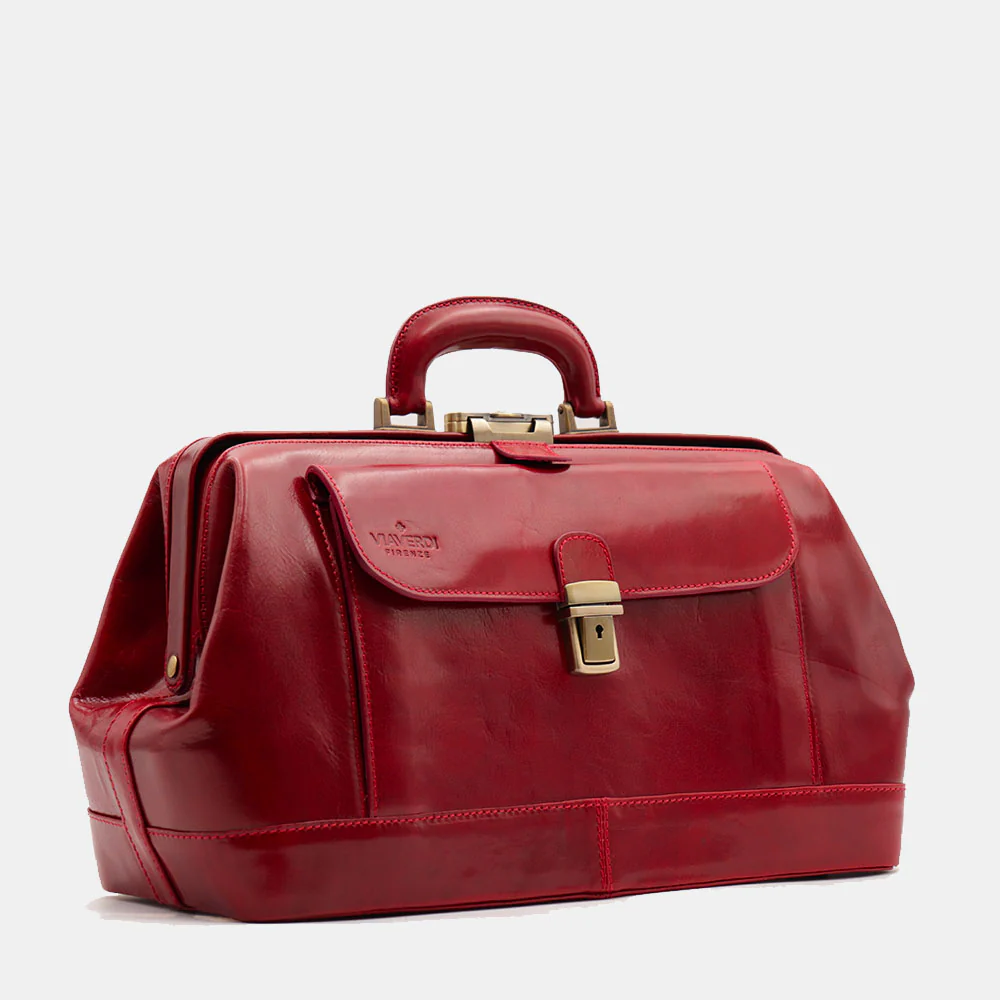 Borsa Medico Classica in Pelle Rossa VIAVERDI Made in Italy linea Firenze - Image 4