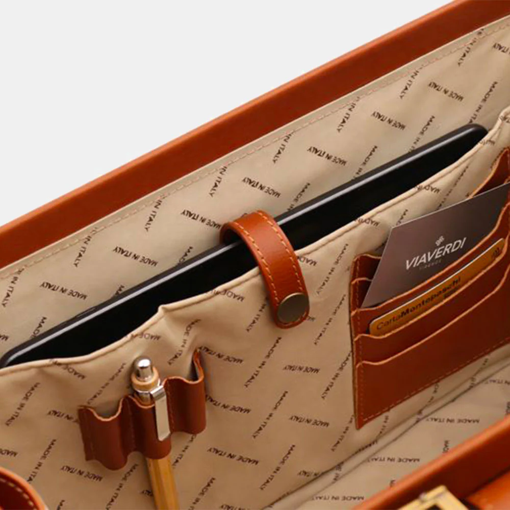 Borsa Medico in Pelle color Cuoio VIAVERDI Made in Italy linea Firenze - Image 9