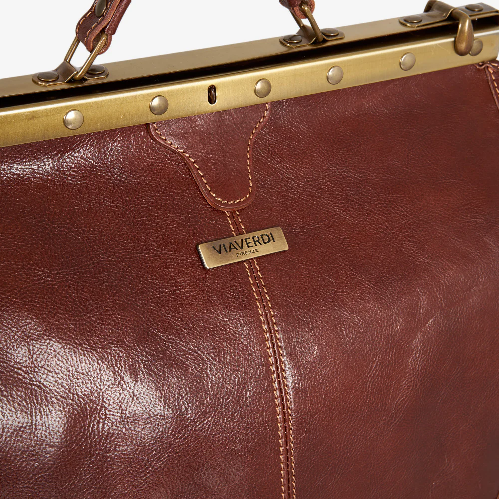 Borsa Medico Grande in Pelle Marrone VIAVERDI Made in Italy - Image 3