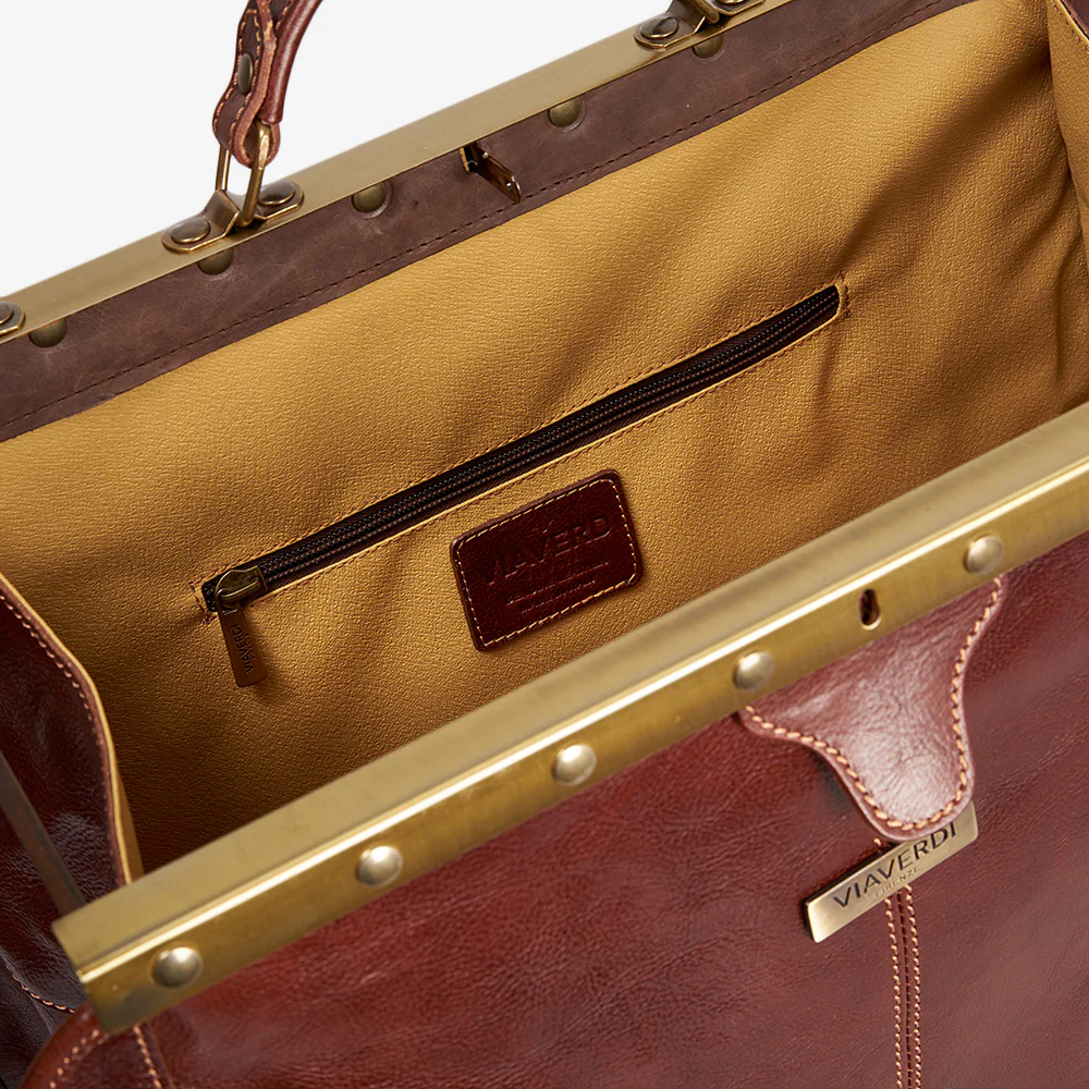 Borsa Medico Grande in Pelle Marrone VIAVERDI Made in Italy - Image 4