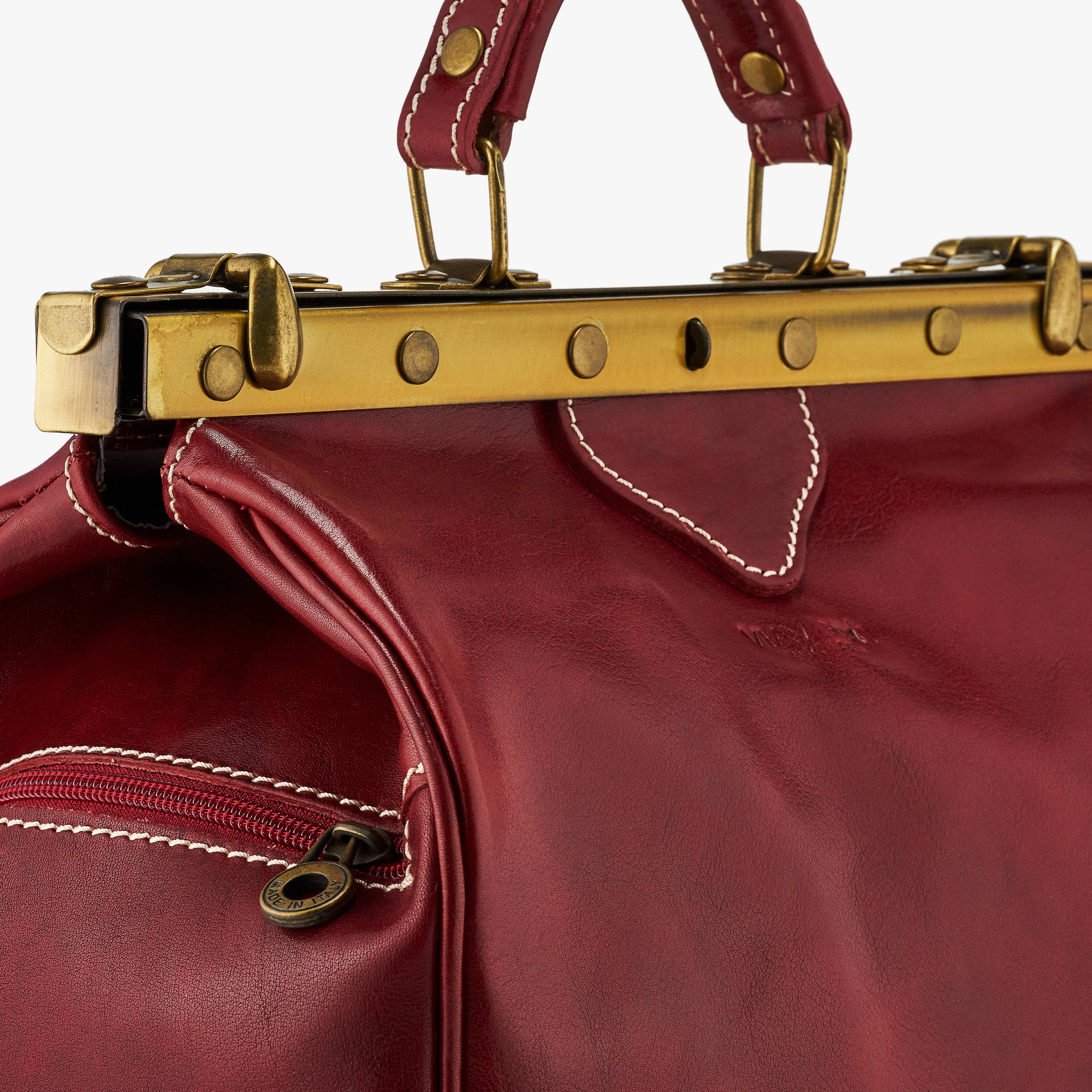 Borsa Medico Media in Pelle Rossa VIAVERDI Made in Italy - Image 3