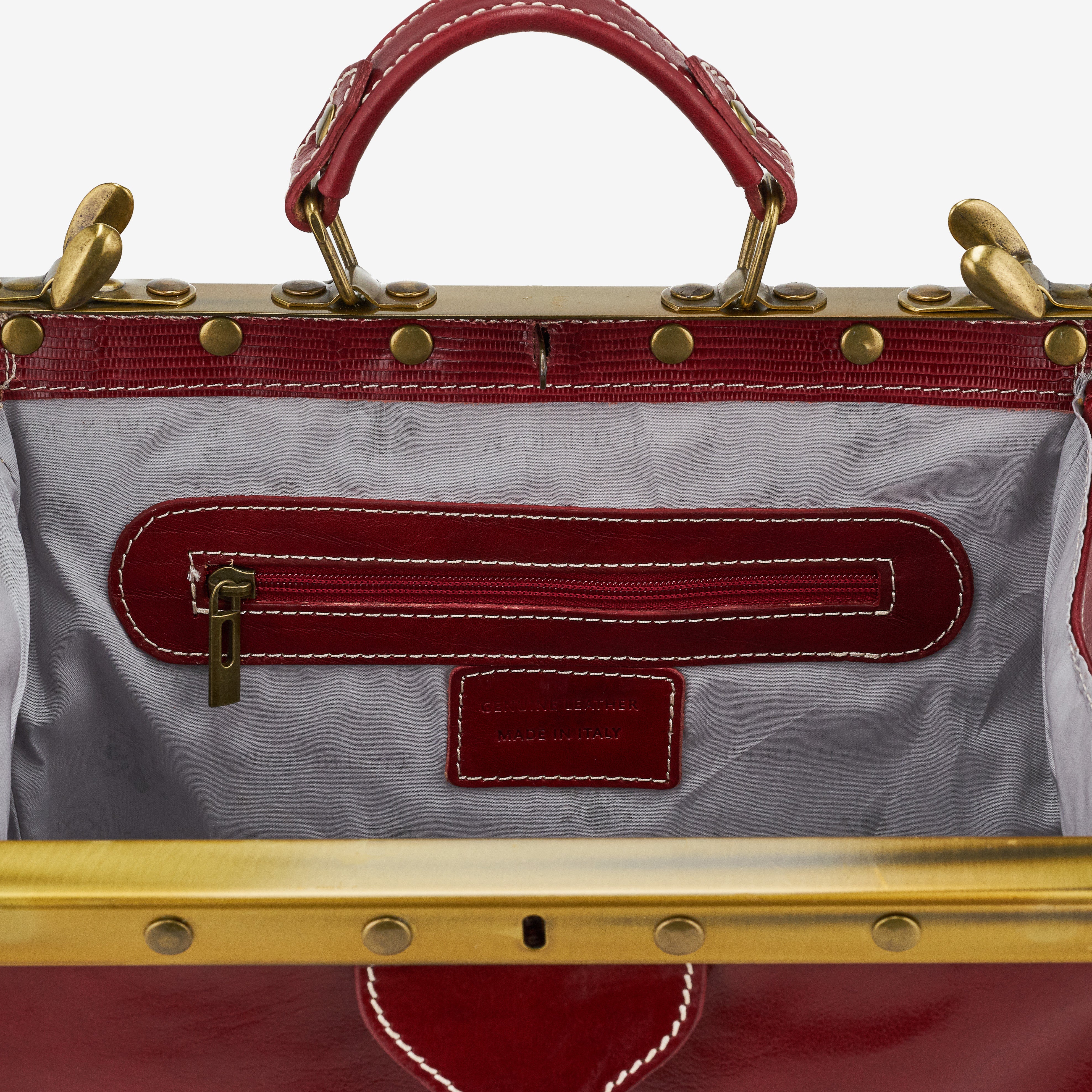 Borsa Medico Media in Pelle Rossa VIAVERDI Made in Italy - Image 4