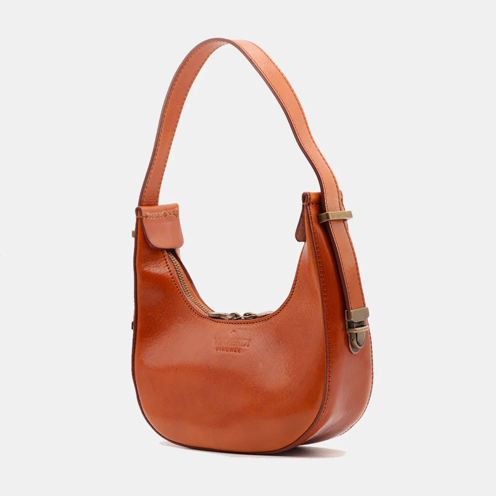 Borsa Piccola a Mano VIAVERDI in Pelle color Cuoio Made in Italy linea Firenze - Image 3