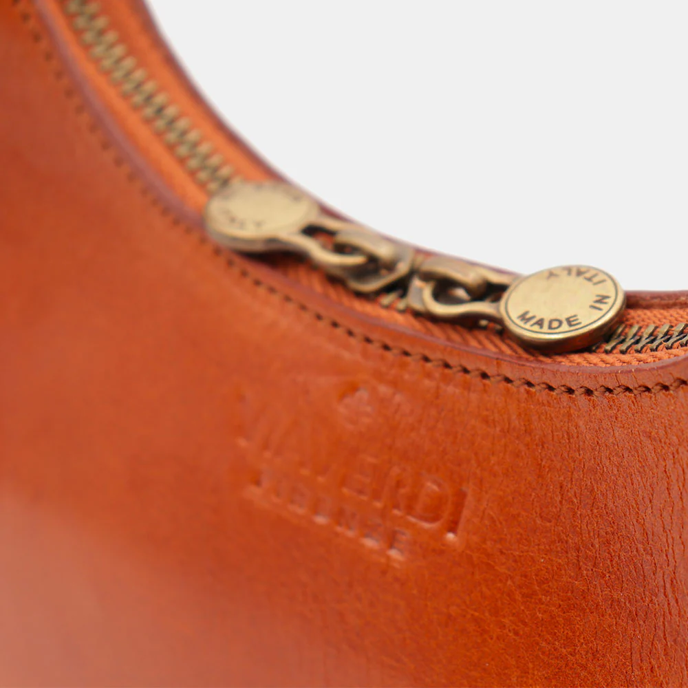 Borsa Piccola a Mano VIAVERDI in Pelle color Cuoio Made in Italy linea Firenze - Image 5