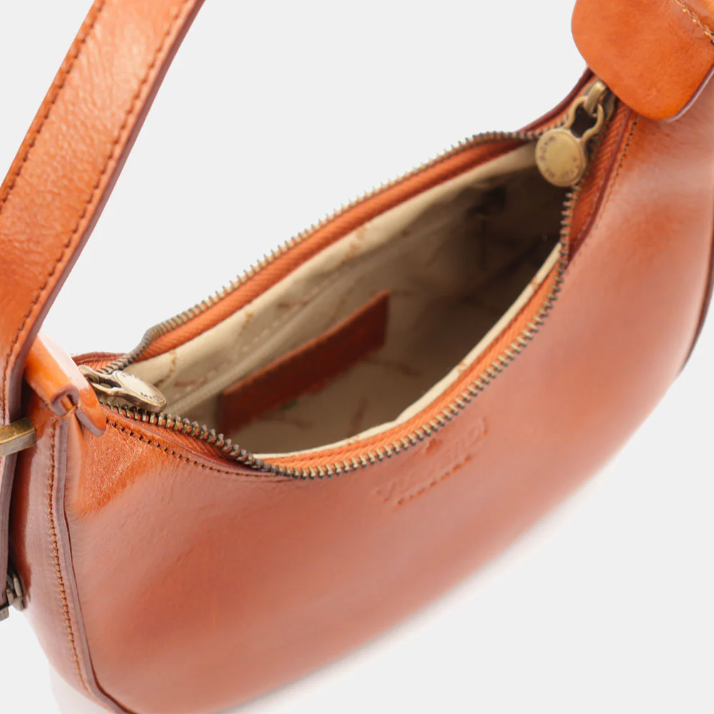 Borsa Piccola a Mano VIAVERDI in Pelle color Cuoio Made in Italy linea Firenze - Image 6