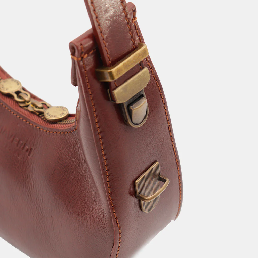 Borsa Piccola a Mano VIAVERDI in Pelle Marrone Made in Italy linea Firenze - Image 10
