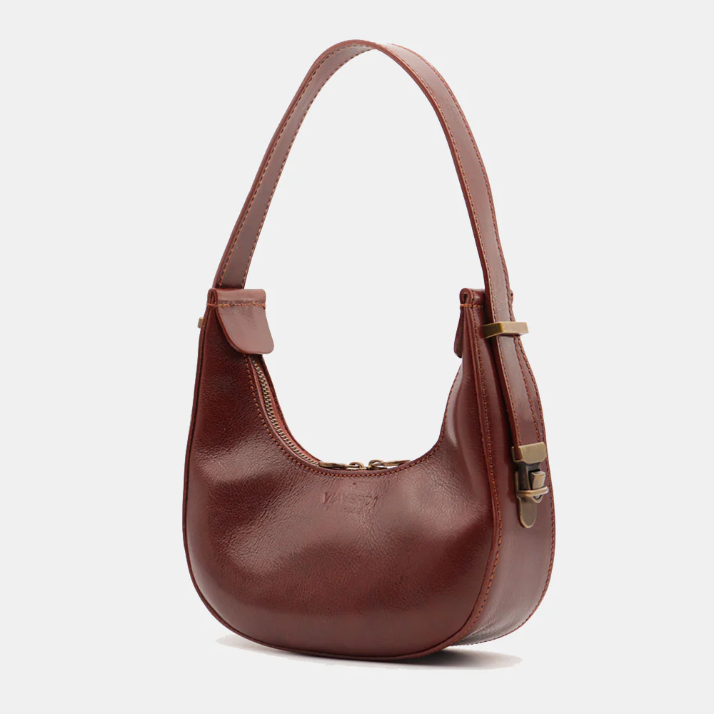 Borsa Piccola a Mano VIAVERDI in Pelle Marrone Made in Italy linea Firenze - Image 4