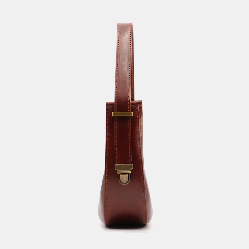 Borsa Piccola a Mano VIAVERDI in Pelle Marrone Made in Italy linea Firenze - Image 7