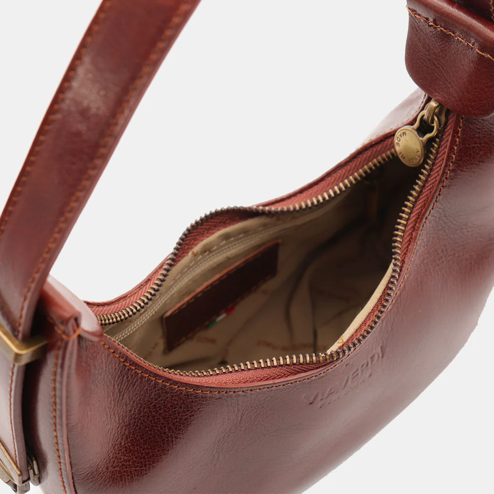 Borsa Piccola a Mano VIAVERDI in Pelle Marrone Made in Italy linea Firenze - Image 8