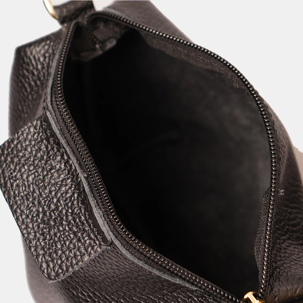 Borsa Secchiello con Pochette VIAVERDI in Camoscio e Pelle Nera Made in Italy linea Pienza - Image 8