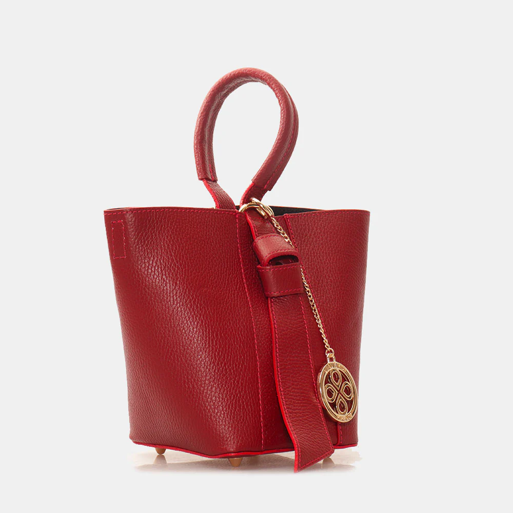 Borsa Secchiello con Pochette VIAVERDI in Pelle Bordeaux Made in Italy linea Pienza - Image 5