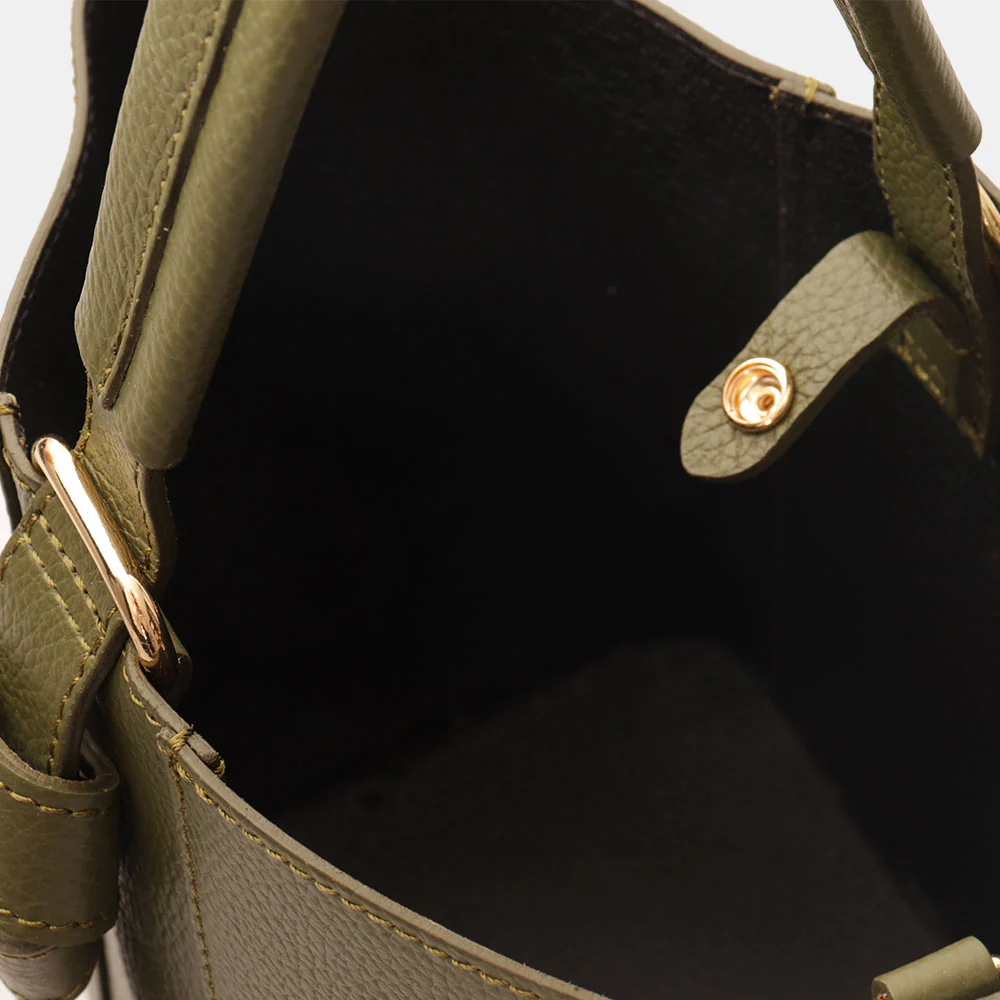 Borsa Secchiello con Pochette VIAVERDI in Pelle Verde Made in Italy linea Pienza - Image 8