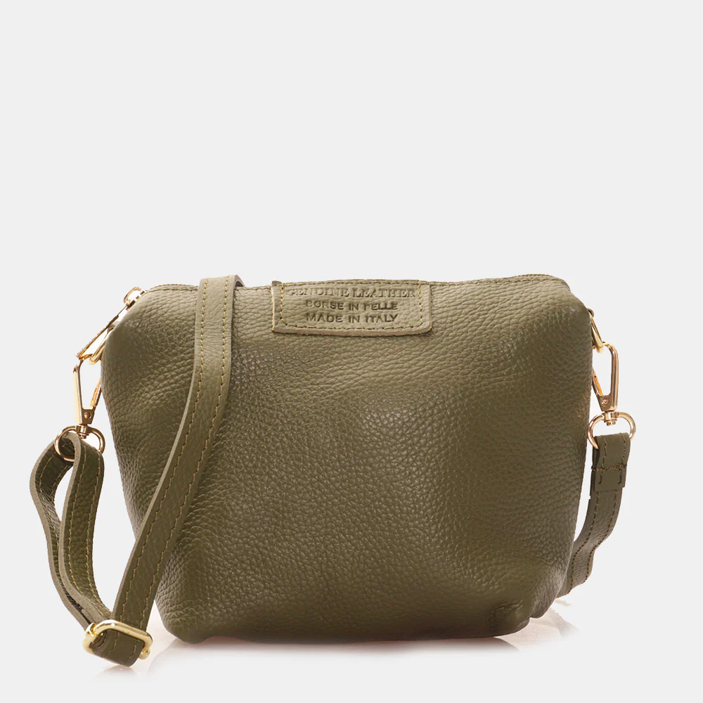 Borsa Secchiello con Pochette VIAVERDI in Pelle Verde Made in Italy linea Pienza - Image 9