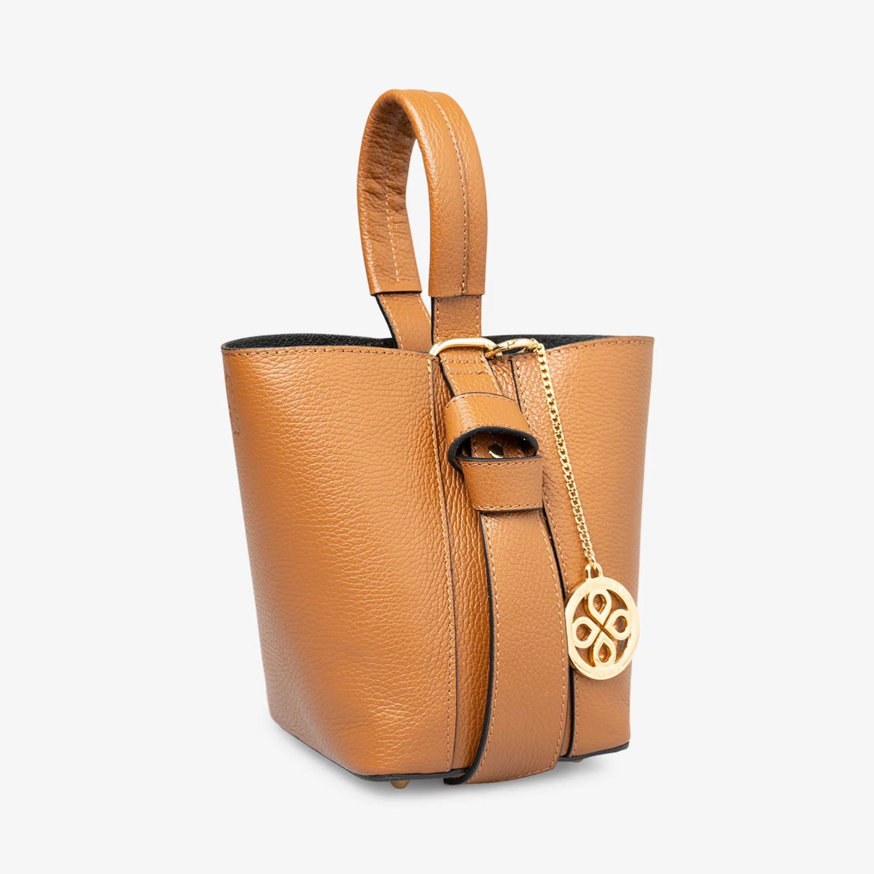 Borsa Secchiello con Tracolla e Pochette VIAVERDI in Pelle Color Cuoio Made in Italy linea Pienza - Image 4