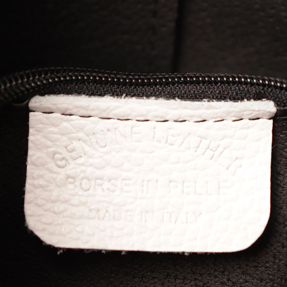 Borsa Secchiello con Tracolla VIAVERDI in Pelle Bianca Made in Italy linea Capalbio - Image 9