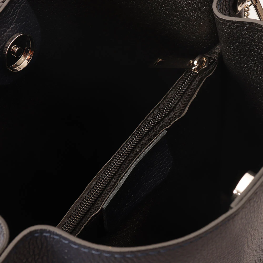Borsa Secchiello con Tracolla VIAVERDI in Pelle Blu Made in Italy linea Capalbio - Image 7