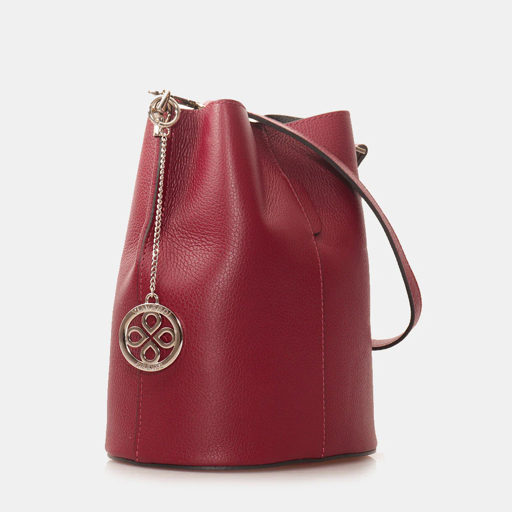 Borsa Secchiello con Tracolla VIAVERDI in Pelle Bordeaux Made in Italy linea Capalbio - Image 5